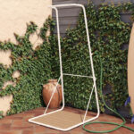 White Rainey Outdoor Shower With Xl Base And Waterfall Bar