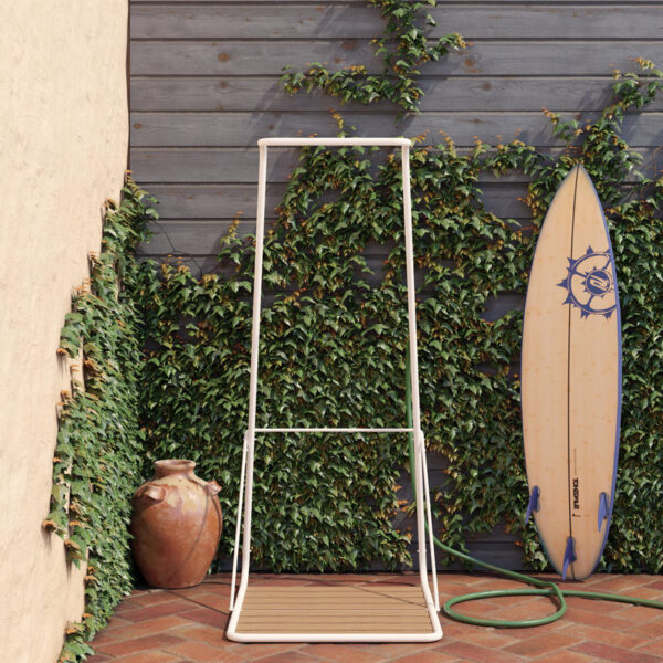 White Rainey Outdoor Shower With Xl Base And Waterfall Bar - Image 2