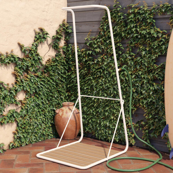 White Rainey Outdoor Shower With Xl Base And Waterfall Bar - Image 6