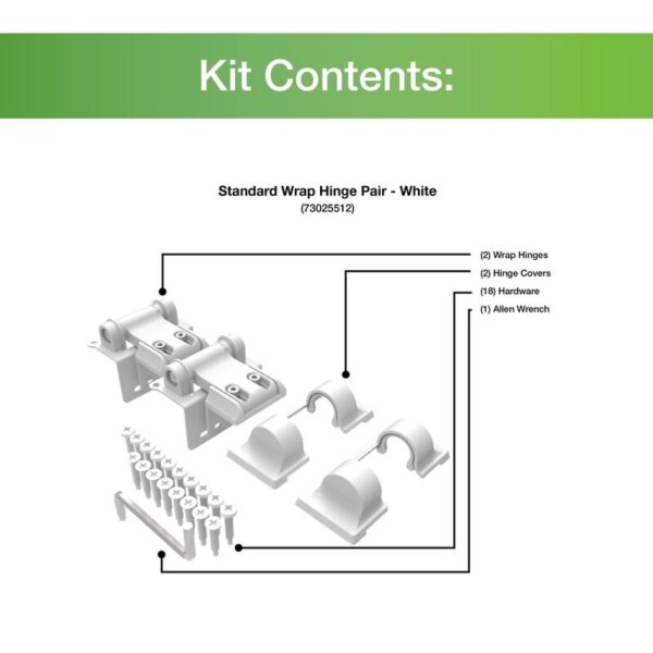 White Standard Wrap Hinge (Part number: 73025512) (Set of 2) - Image 4