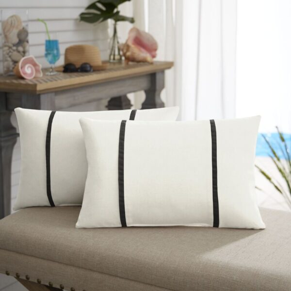 White/Black Furston Striped Indoor/Outdoor Throw Pillow (Set of 2) - Image 2