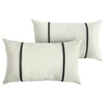 White/Black Furston Striped Indoor/Outdoor Throw Pillow (Set of 2)