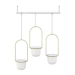 White/Brass Triflora 3-Piece Hanging Planter - Image 6