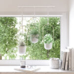 White/Brass Triflora 3-Piece Hanging Planter
