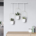 White/Brass Triflora 3-Piece Hanging Planter - Image 3