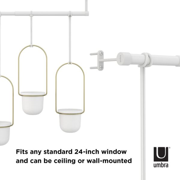 White/Brass Triflora 3-Piece Hanging Planter - Image 8