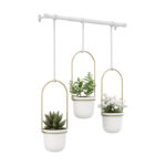 White/Brass Triflora 3-Piece Hanging Planter - Image 5