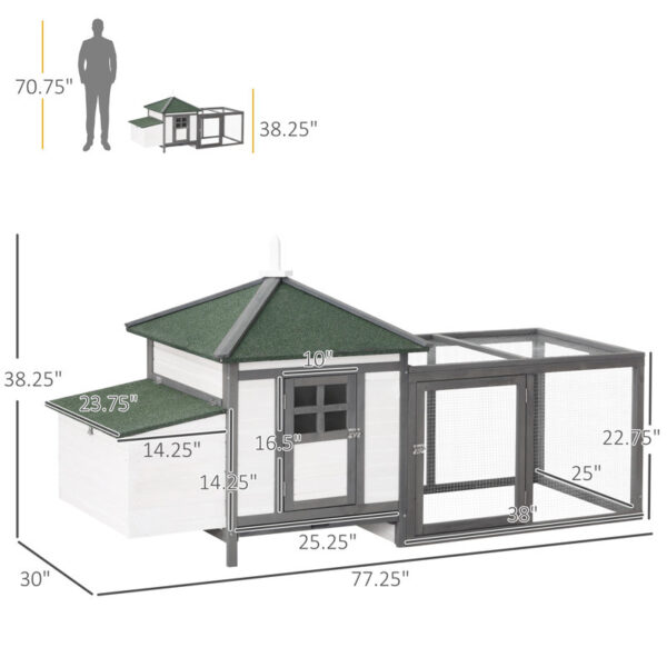 White/Gray Janda 16.075 Square Feet Chicken Coop with Chicken Run - Image 7