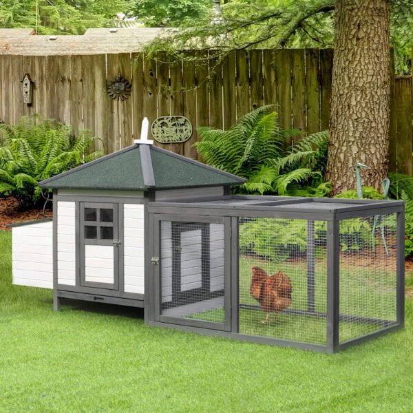 White/Gray Janda 16.075 Square Feet Chicken Coop with Chicken Run - Image 9