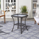 Wicker Rattan Side Table With Built-In Glass - Image 2