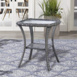 Wicker Rattan Side Table With Built-In Glass - Image 8