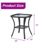 Wicker Rattan Side Table With Built-In Glass - Image 6