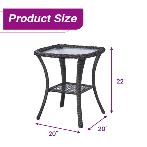 Wicker Rattan Side Table With Built-In Glass - Image 6