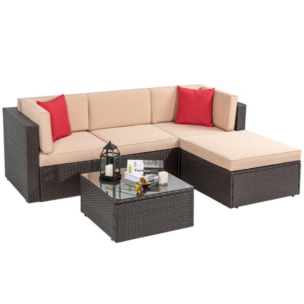 Wicker/Rattan 5 - Person Seating Group with Cushions - Image 3