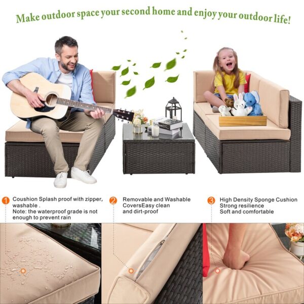 Wicker/Rattan 5 - Person Seating Group with Cushions - Image 5