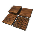 Wood Deck Titles 12" X 12" Acacia Wood Interlocking Tiles in Brown - Image 2