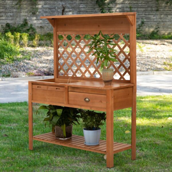 Wooden Garden Workstation Fir Potting Bench - Image 7