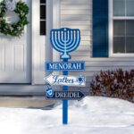 Wooden Menorah Garden Stake