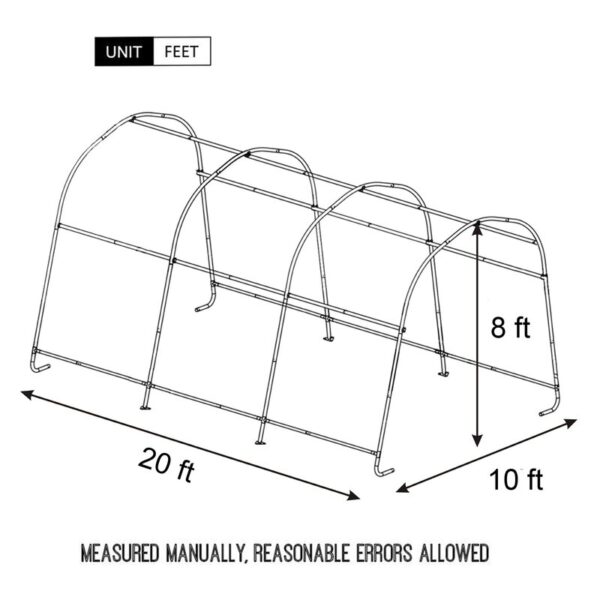 Yellow Outdoor 10X20 FT Heavy Duty Grey Carport Portable Garage Storage Shed Canopy - Image 7