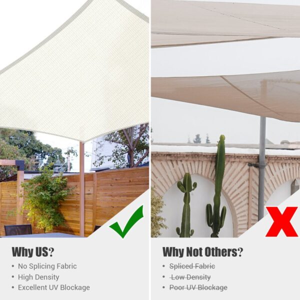 Yescom 13X7ft 97% UV Block Rectangle Sun Shade Sail Outdoor Patio Pool Garden Yard Lawn Carport Cover Net Awning Canopy Bright Orange - Image 6