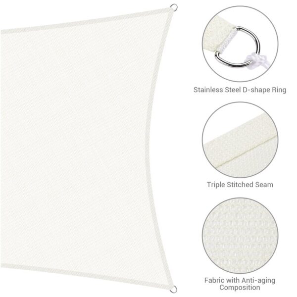 Yescom 13X7ft 97% UV Block Rectangle Sun Shade Sail Outdoor Patio Pool Garden Yard Lawn Carport Cover Net Awning Canopy Bright Orange - Image 7