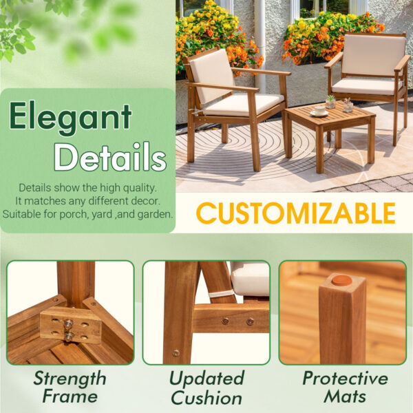 Yvelines Solid Wood 2 - Person Seating Group with Cushions - Image 6